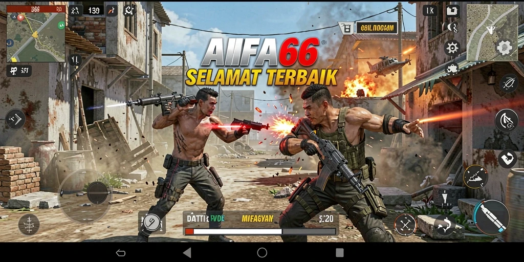 Screenshot gameplay AIFA66 menampilkan aksi seru dalam Battle Royale.