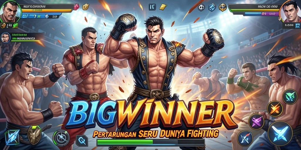 Gameplay pertarungan yang seru dan mendebarkan di BIGWINNER.