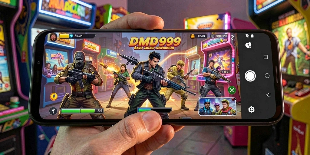 Screenshot DMD999 yang menunjukkan aksi penuh gameplay Arcade yang seru.
