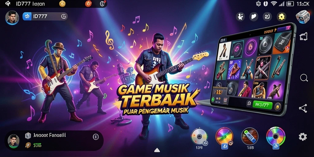 Tampilan gameplay seru di ID777 dengan berbagai lagu musik.
