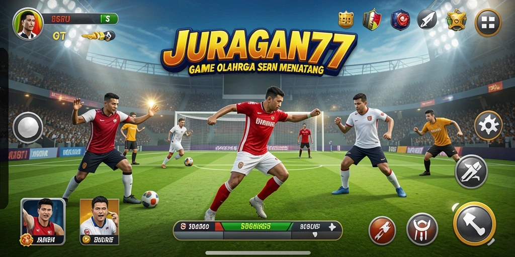Gambar menunjukkan gameplay seru dari JURAGAN77 dengan aksi olahraga.