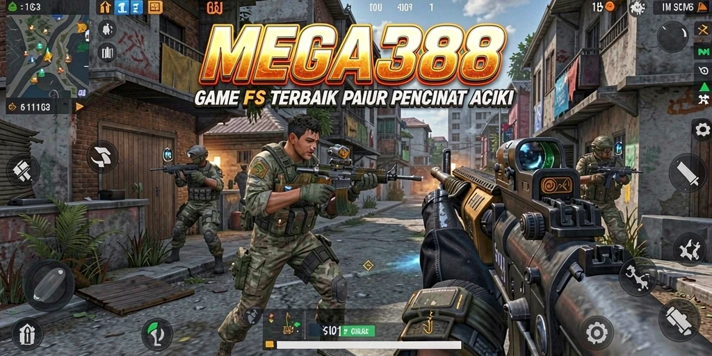 Tampilan gameplay MEGA388 yang menegangkan dalam pertempuran FPS.