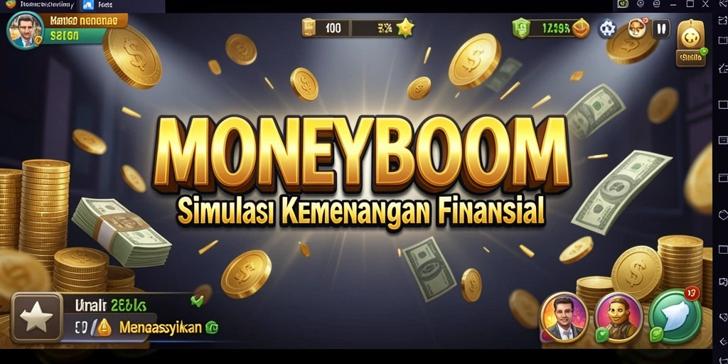 Screenshot dari gameplay MONEYBOOM yang mendemonstrasikan strategi keuangan.