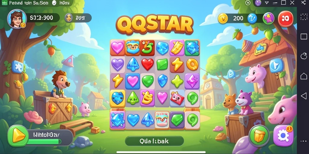 Tampilan gameplay seru di QQSTAR dengan tantangan Match-3.