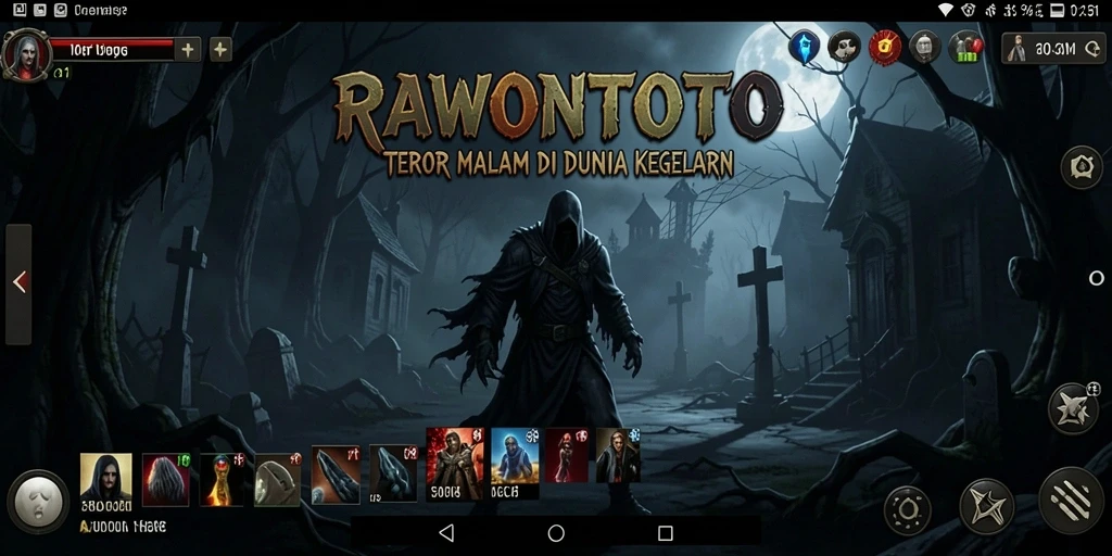 Gameplay RAWONTOTO yang mencekam dan menegangkan di dunia gelap.