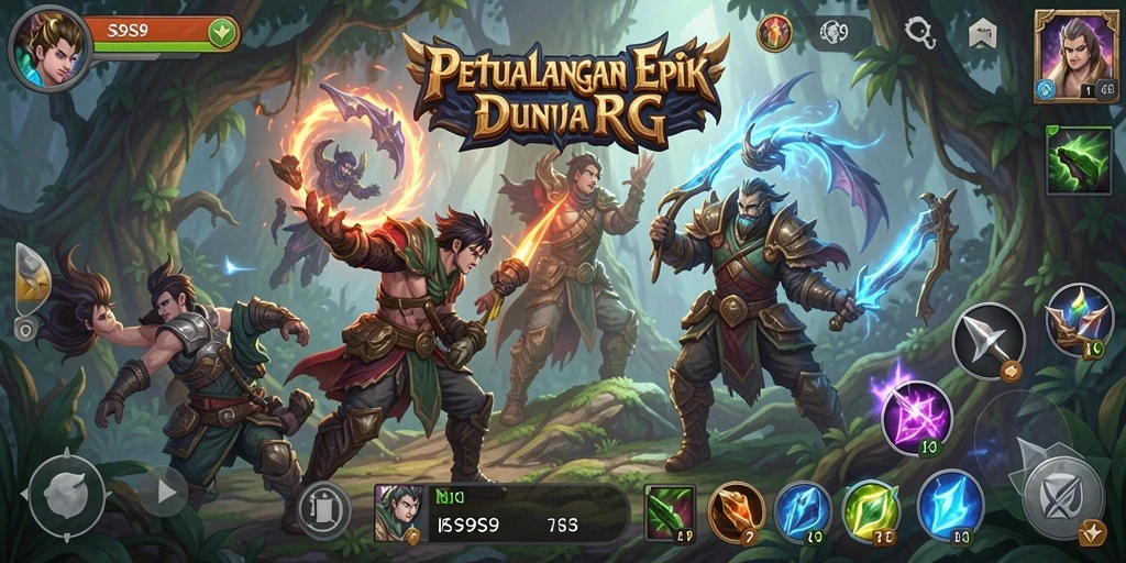 Screenshot utama S9S9 menampilkan aksi pertarungan RPG yang intens.