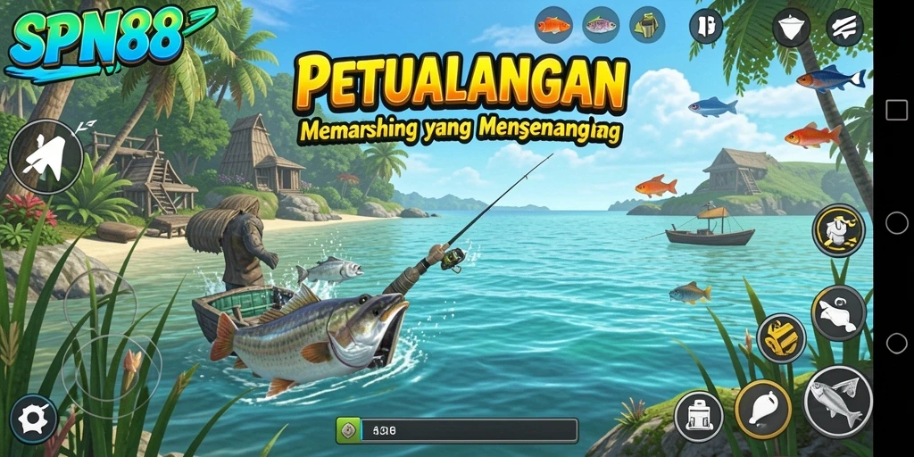 Tampilan gameplay SPN88 yang mendebarkan saat menangkap ikan.